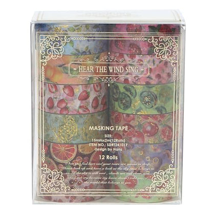 12 Rolls Charming Washi Tape Set Gold Silver Foil Detailing Arts Adhesive Tapes Basic Patterns Decorative Masking Tape Sets for Craft (39.3701 Foot)