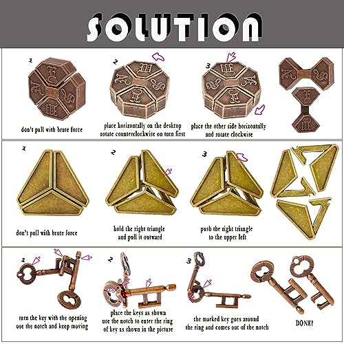 Metal Brain Teasers Puzzles for Adults 3 PCS (3 Count)