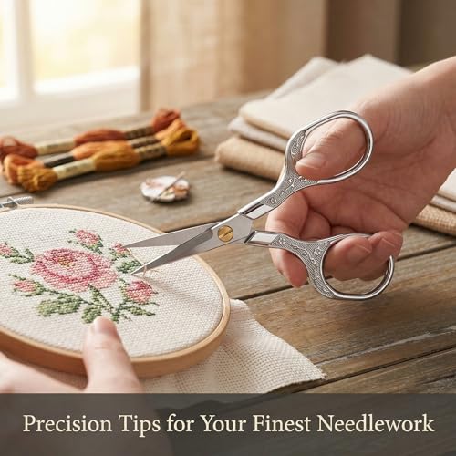Silver Stainless Steel Scissors with Leather Cover
