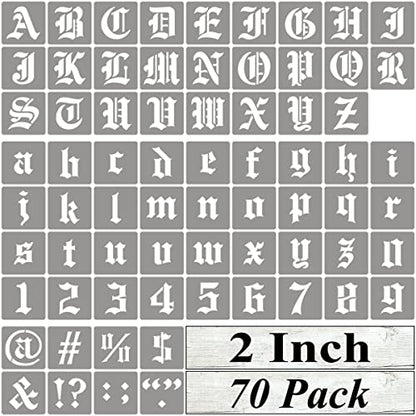 2 Inch Alphabet Letter Stencils for Painting (70 Count)