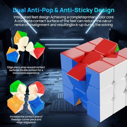 Magnetic 3x3 Speed Cube Stickerless for Kids & Adults