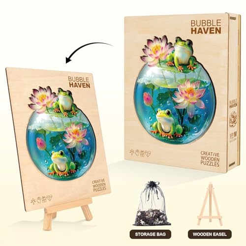 Aquarium Frog Puzzles Adults Gifts for Women Men Wooden 175 Pieces 11.4 x 9.9in
