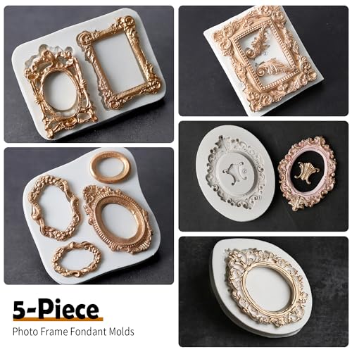 Photo Frame Silicone Fondant Molds (5 Count)