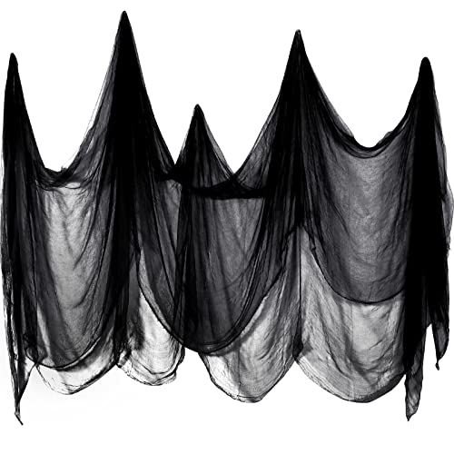 Halloween Cheese cloth 39.37 x 393.7 Inch Black Cheesecloth Roll for Crafts Large Cotton Muslin Gauze Fabric for Halloween Outdoor & Indoor Spooky Decoration