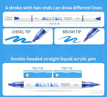 12 Colors Dual Tip Acrylic Paint Markers (12 Count)