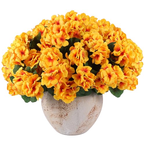 12 Pcs Artificial Geranium Flowers for Outdoors Geranium Silk Flowers Outdoor UV Resistant Garden Plants Faux Flowers for Home Kitchen Table Centerpieces Decor