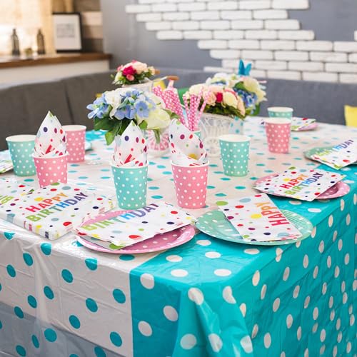 48 Pieces Happy Birthday Paper Napkins Disposable Rainbow Napkins Colorful Cocktail Dinner Napkin Set 13" x 13" Unfolded Tableware Napkin for Rainbow Party Supplies Birthday Party Decoration (48 Count)