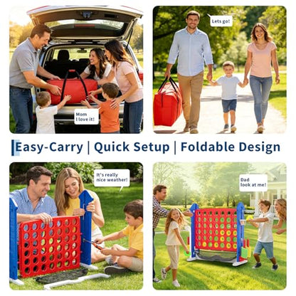 Giant 4-in-a-Row Connect Game w/Bag & Quick-Release Slider