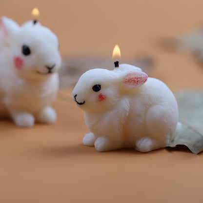 2 Pack Hairy Rabbit Silicone Mold for Candle, Resin, Soap - 3D Animal Decorative Mold for Candle Making