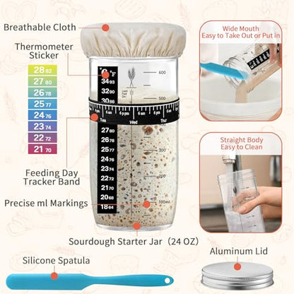 Sourdough Starter Kit for Beginners 40 Pcs Complete Banneton Set (40 Count)
