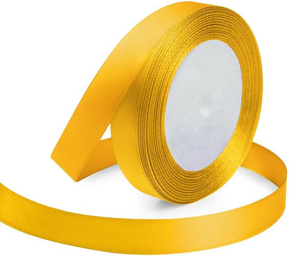Yellow Ribbon 5/8 Inches x 25 Yards, Yellow Satin Fabric Silk Ribbon for Gift Wrapping, Bows Making, Floral Bouquets, Wreaths, DIY Handicrafts, Sewing Projects, Baby Shower and Wedding Party - Crafty Corner