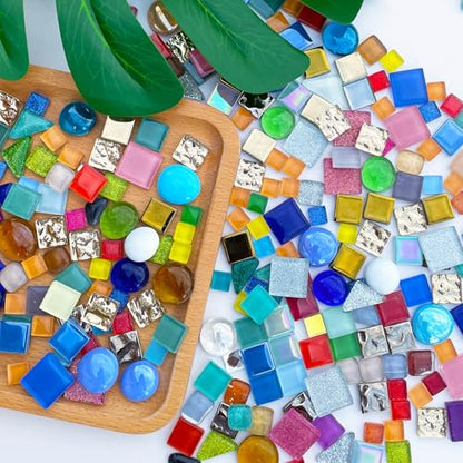1.1 LB Irregular Glass Mosaic Tiles for Creative Crafts (17.6 Ounce)