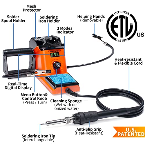 926 III 60W LED Display Soldering Iron Station Kit w 2 Helping Hands