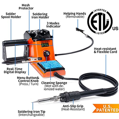 926 III 60W LED Display Soldering Iron Station Kit w 2 Helping Hands