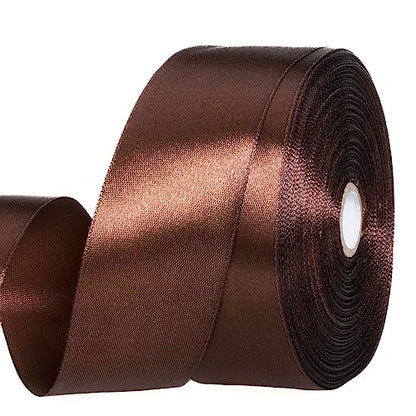 1 1 2 Inch Brown Solid Satin Ribbon for Gift Wrapping (150 Foot)