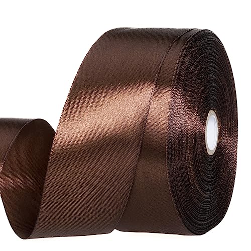 1 1 2 Inch Brown Solid Satin Ribbon for Gift Wrapping (150 Foot)