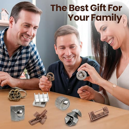 9 Pcs Metal Brain Teasers 3D Steel Puzzle Set (9 Count)
