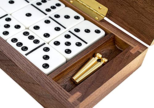 Alex Cramer Le Club' Luxury Domino Set with Handcrafted Walnut Case and Cribbage