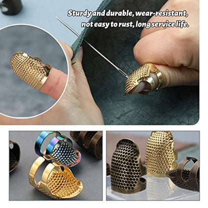 5 Pcs Sewing Thimbles Kit Metal Finger Protector Quilting Ring (5 Count)