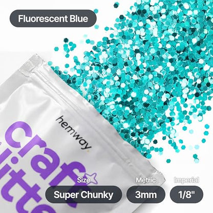 Craft Glitter Fluorescent Neon Blue 100g Super Chunky Glitter (3.5274 Ounce)