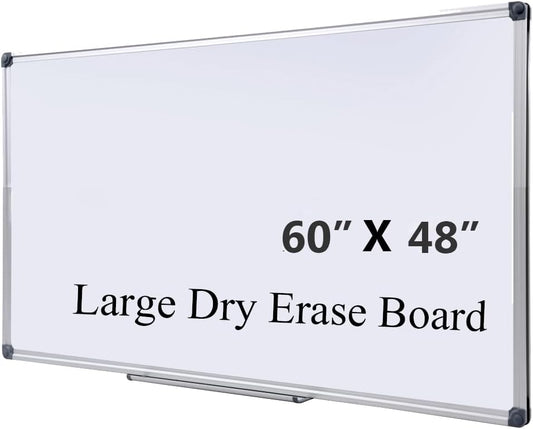 Premium 60"x 48" Magnetic Dry Erase Board with Aluminum Frame | Versatile Wall-Mounted Large Whiteboard with Pen Tray for Enhanced Office and Classroom Presentations & Collaborations