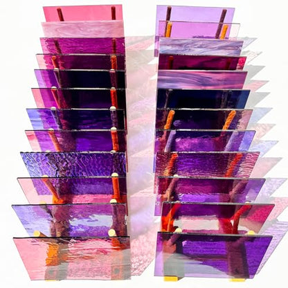 24 Sheets Shades of Purple Stained Glass Sheets (24 Count)