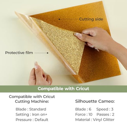 Gold Glitter HTV Vinyl (11 Count)