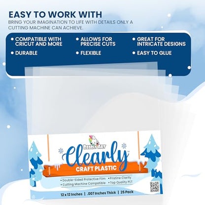 Clearly Craft Plastic 12x12 Clear Acetate Sheets 25 Pack