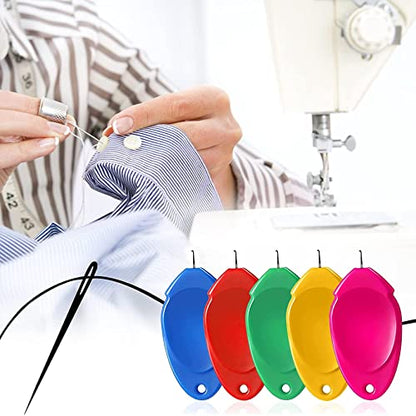 12PCS Needle Threader for Hand Sewing Plastic Wire Hook Simple Threader for Needles Small Eye Easy Needle Threaders Tool for Sewing Machine Crafting Color Random (12 Count)