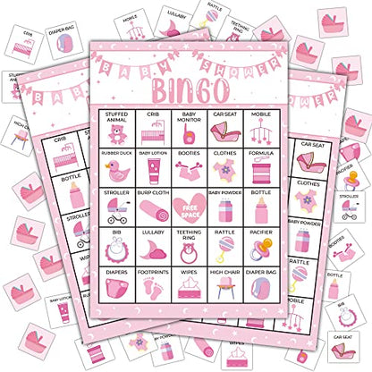 Pink Shower Party Bingo Cards