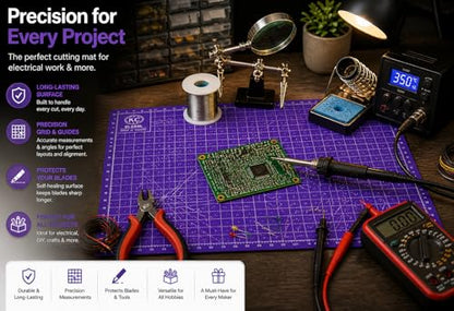 A3 (19"x13") Professional Grade Self-Healing Cutting Mat (Purple) - Odor-Free, Double-Sided, Eco-Friendly, Non-Slip, Premium Desk mat for DIY, Crafting, Model Building,and Art Projects