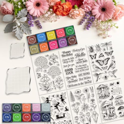 6Pcs Flower Clear Stamps for Card Making