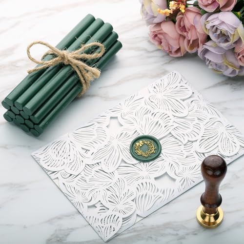 15Pcs Olive Green Glue Gun Sealing Wax Sticks for Wax Seal Stamp (15 Count)