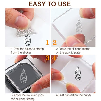 6 Pcs Clear Stamps for Birthday Card Making Supplies 20 Ink Pad