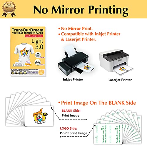 Tru Heat Transfer Paper for Inkjet & Laserjet Printer