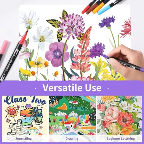 100 Colors Dual Tip Watercolor Markers Pens for School Supplies (100 Count)