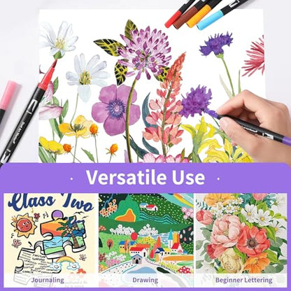 100 Colors Dual Tip Watercolor Markers Pens for School Supplies (100 Count)