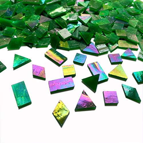 Iridescent Green Mosaic Tiles for Crafts (9 Ounce)