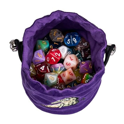 Large DND Dice Bag Purple Dice Storage Bag for Role Playing Games (2.11 Ounce)