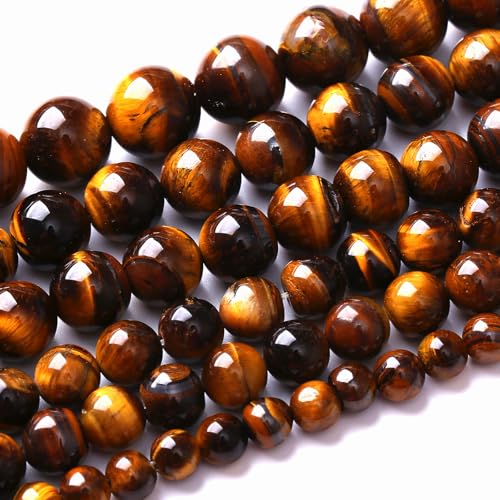 10MM Natural Iron Yellow Tiger Eye Stone Energy Healing Beads Round Loose Beads for Jewelry Making Bracelet 36pcs Strands 16"