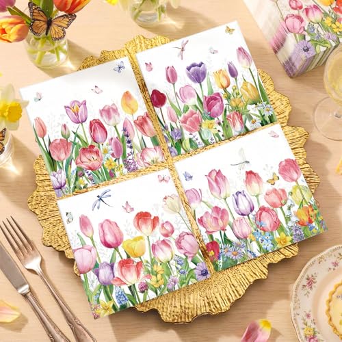 200 Pieces Tulips Cocktail Napkins 2 (200 count)