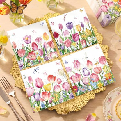 200 Pieces Tulips Cocktail Napkins 2 (200 count)