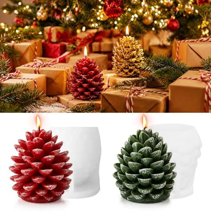 2 Pack Christmas 3D Pinecone Silicone Candle Molds