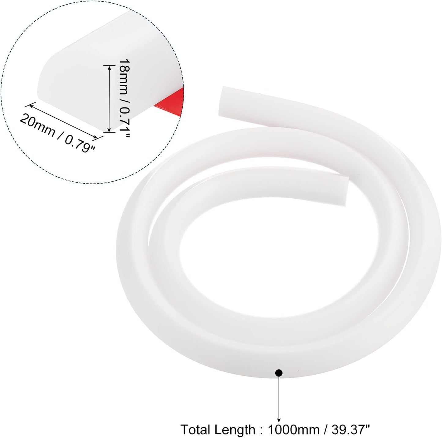 uxcell Flexible Molding Trim, 39 Inch Flexible Quarter Round Molding Silicone Peel and Stick Trim Self Adhesive Shower Water Barrier for Corner Decor Bathroom Kitchen, White