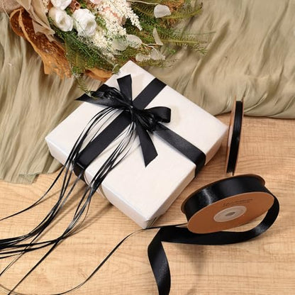 Black Satin Ribbon 1 inch x 50 Yards