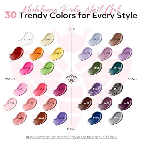 Poly Gel Nail Kit 30 Colors with 8W Nail Lamp Pink Yellow Grey (6 Fl Oz)