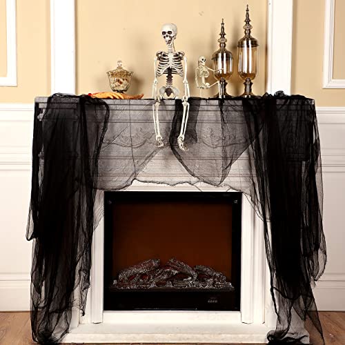 Halloween Cheese cloth 85 x 394 Inch Black Cheesecloth Roll for Crafts Large Cotton Muslin Gauze Fabric for Halloween Outdoor & Indoor Spooky Decoration