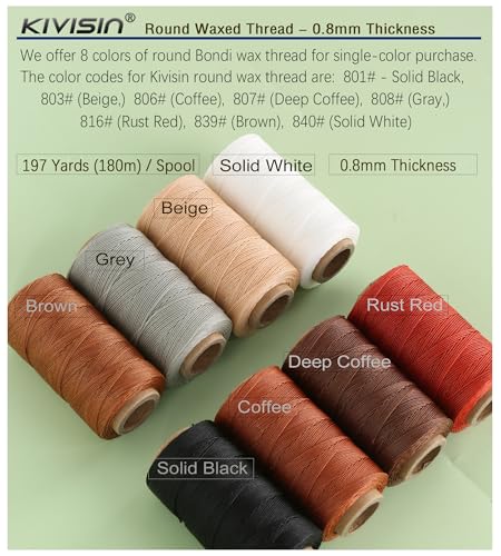 Bonded 0.8mm Round Waxed Polyester Cord (588 Foot)