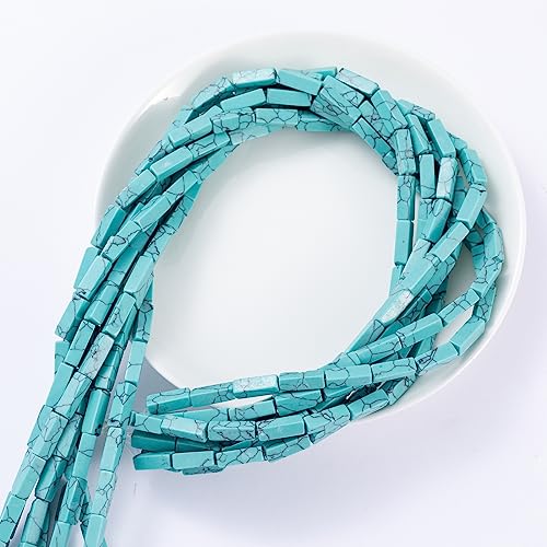 Natural Blue Turquoise Rectangle Tube Beads 4x13mm 38cm (28 Count)