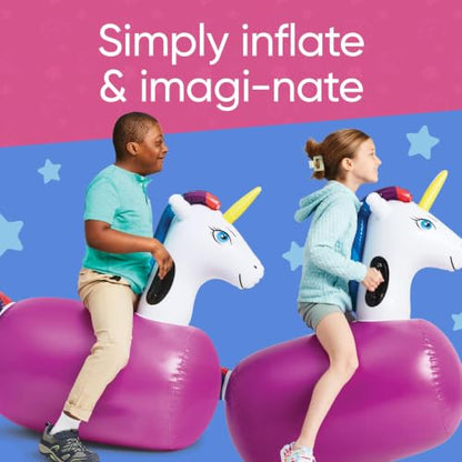 Hop N Go Inflatable Unicorn Riding Bouncy Hopping Toys for Kids Ages 5+ (2 Count)